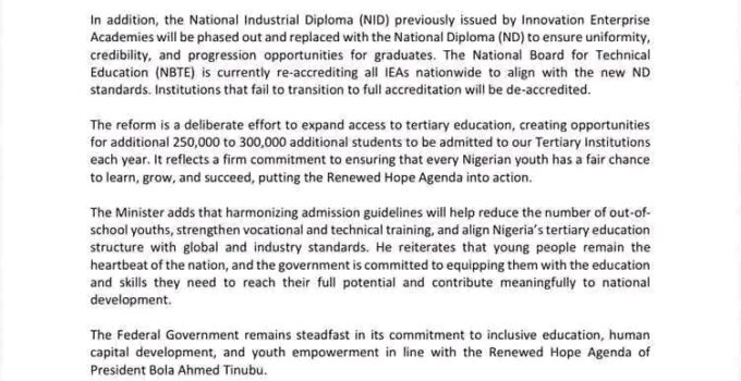 FG Denies Scrapping JAMB Requirement for Admission into Tertiary Institutions 1 1760694752930