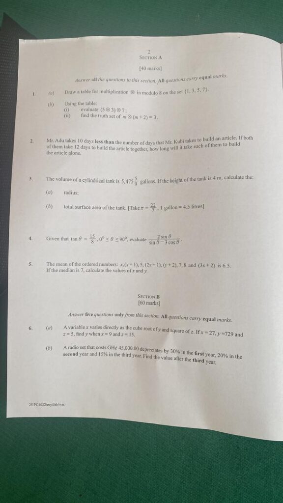 WAEC mathematics questions 