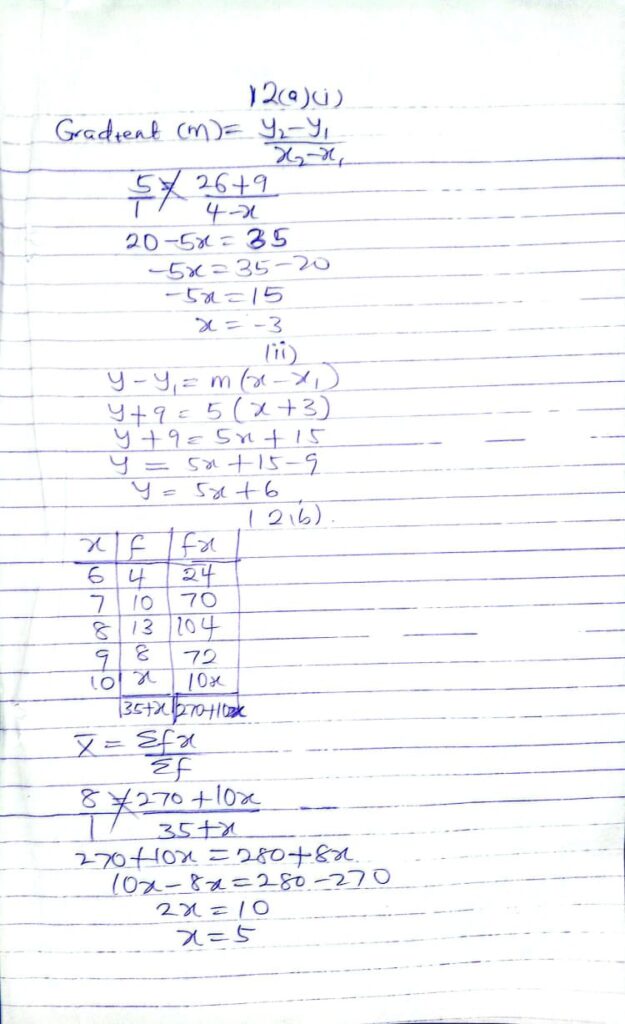 WAEC gce mathematics theory/essay answers