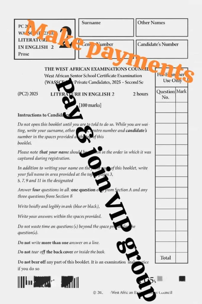 2025 WAEC GCE Literature (Prose & OBJ) Answers [25th Nov]