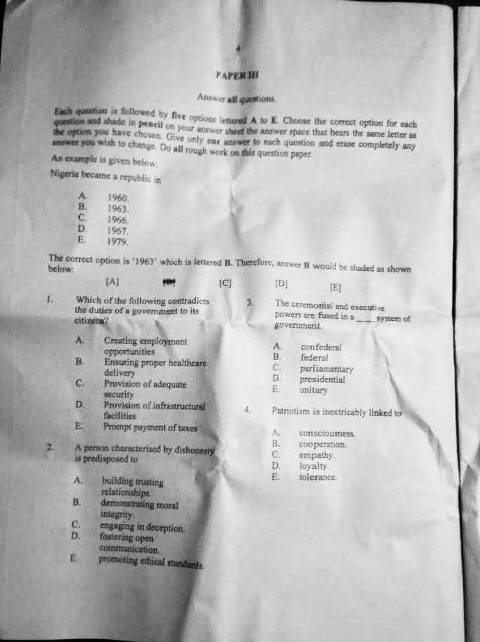 Neco gce civic education