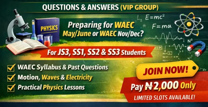 WAEC Physics Lesson Class 2026 Questions and Answers